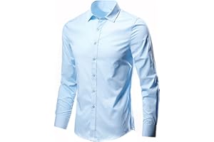 Men's Dress Shirts Long Sleeve Wrinkle-Free Formal Shirts Business Work Casual Solid Regular Fit Button Down Shirts