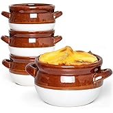 Vumdua French Onion Soup Bowls with Handles, 16 Oz Ceramic Soup Serving Bowl Crocks - Oven Safe Bowls for Chili, Beef Stew, Cereal, Pot Pies, Set of 4