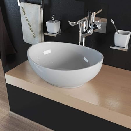 Waschbecken KBW082 Keramik Waschtisch Waschschale Aufsatzwaschbecken