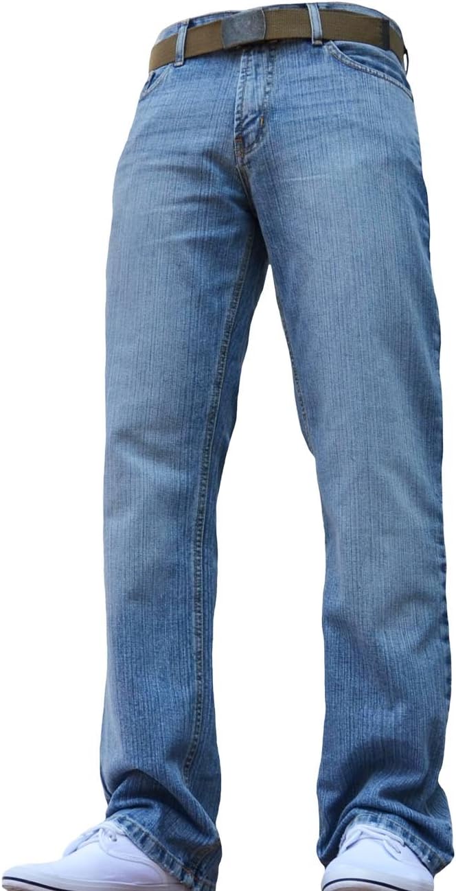 FBM BNWT New Mens Straight Leg Regular Fit Dark Blue Denim Jeans All Waist & Sizes