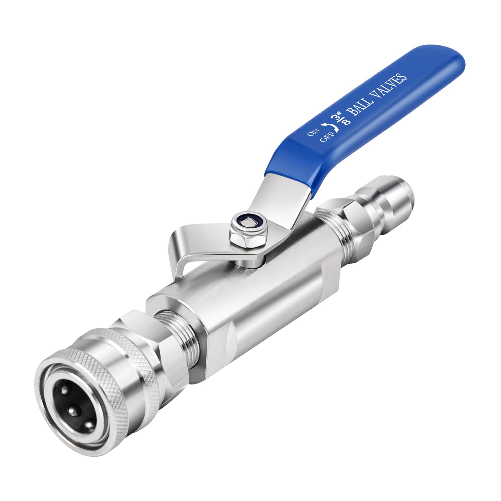 Photo 1 of Pressure Washer Ball Valve,3/8 Inch Quick Connect Ball Valve for Power Washer Hose Shut off Valve,304 Stainless Steel,5000 PSI.