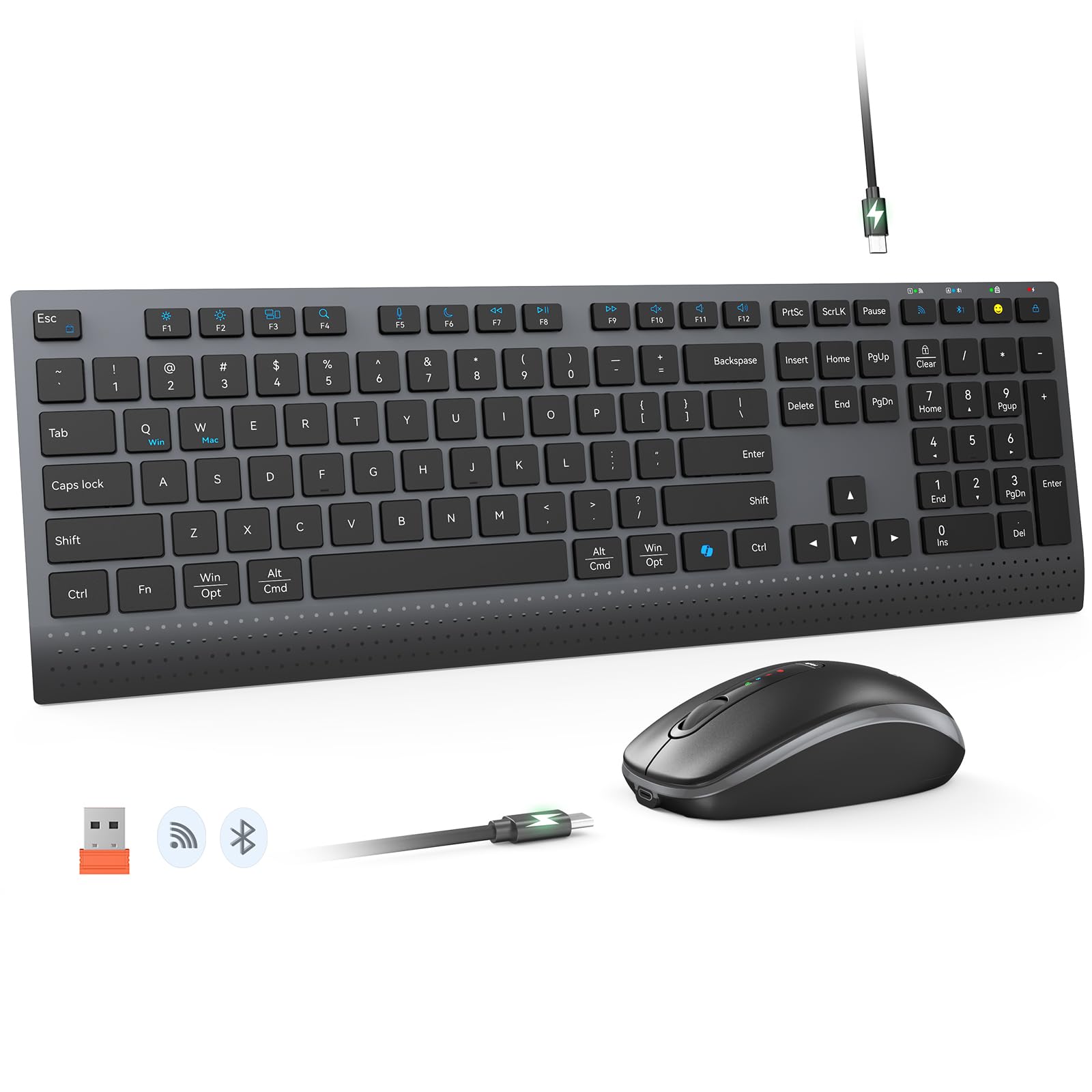 Photo 1 of MEETION Bluetooth Keyboard and Mouse Combo, Wireless Keyboard and Mouse, Slim Full Size Rechargeable Keyboard, 3800 DPI Optical Mouse, for Laptop Computer Desktop iPad Phone, for Windows/Mac