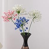 3Pcs 29.9" Artificial African Agapanthus Flowers Long Stems White Blue and Pink Silk Faux Agapanthus Flowers Plant Faux Lily of The Nile for Wedding Bouquet Home Hotel Arrangement Party Decor