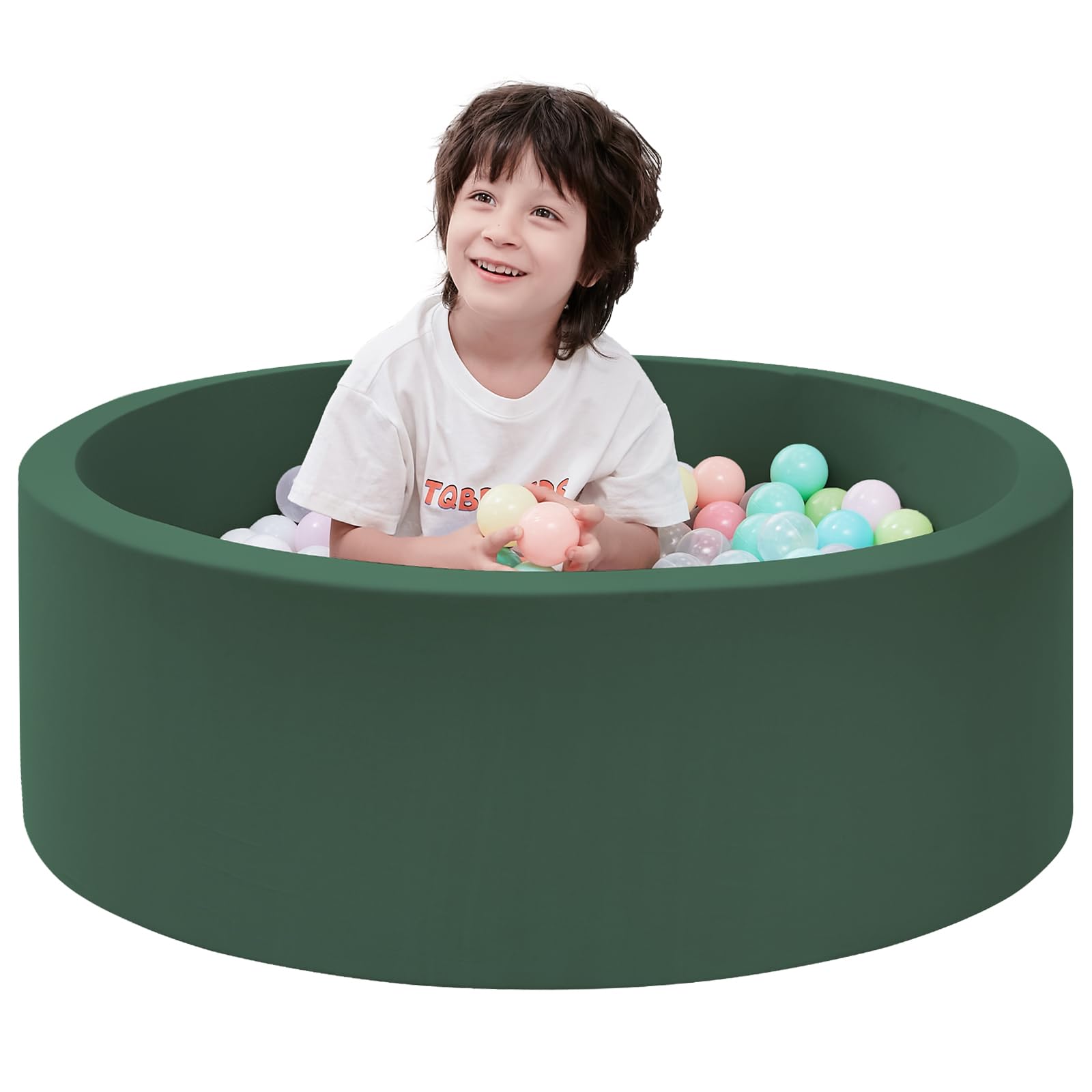 Photo 1 of SHJADE Foam Ball Pit, 35.4"x 11.8" Ball Pits for Toddlers, Soft Round Kiddie Baby Playpen Ball Pool for Kids, Ideal Gift for Babies Indoor and Outdoor Game, Green, (Balls not Included)