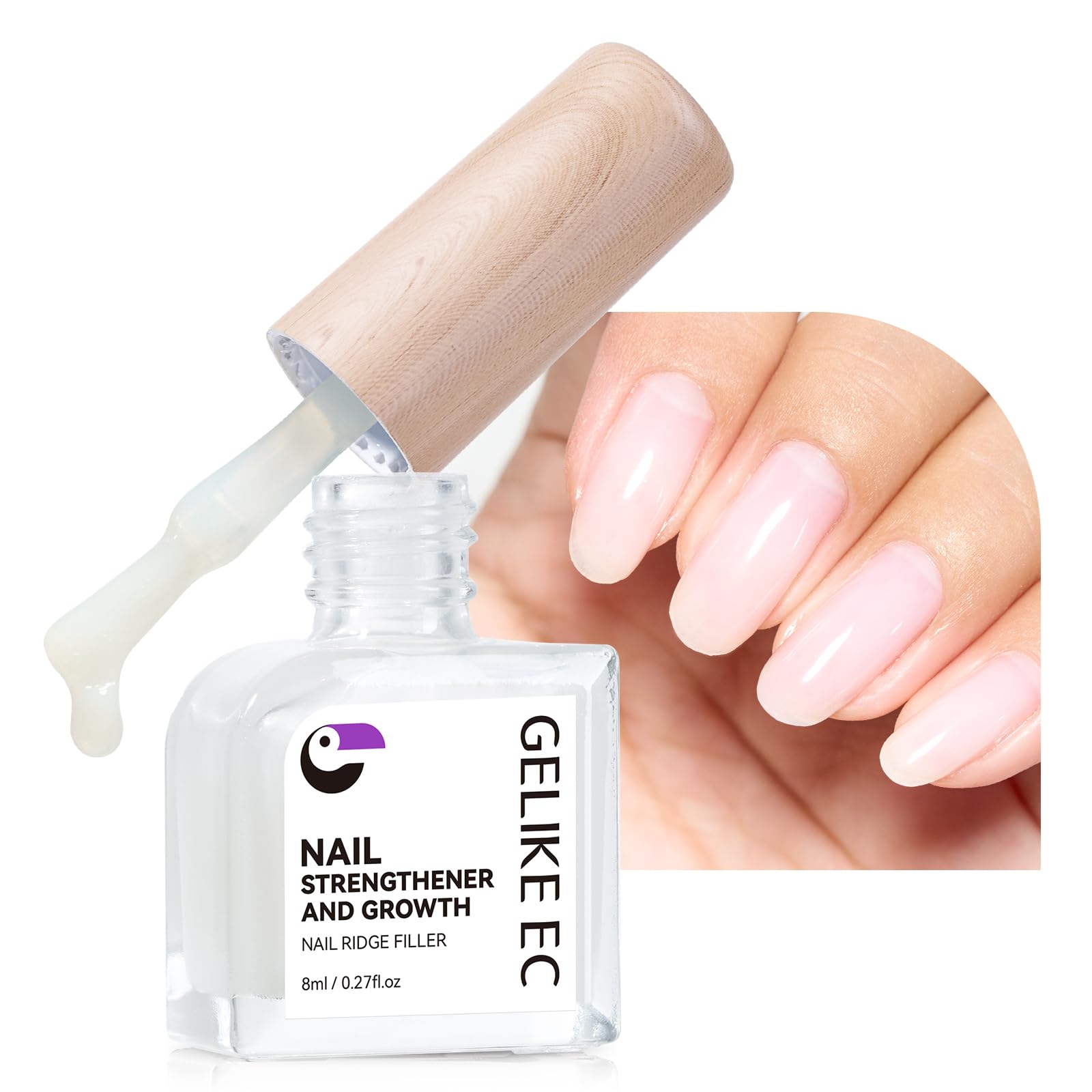 Nail Strengthener Protein for Damaged Nails: Gelike EC 8 in 1 Natural Nail Hardener Extra Strong and Growth - Long Lasting Nail Repair for Damaged Nails - Nail Growth Oil for Daily Work Home Salon