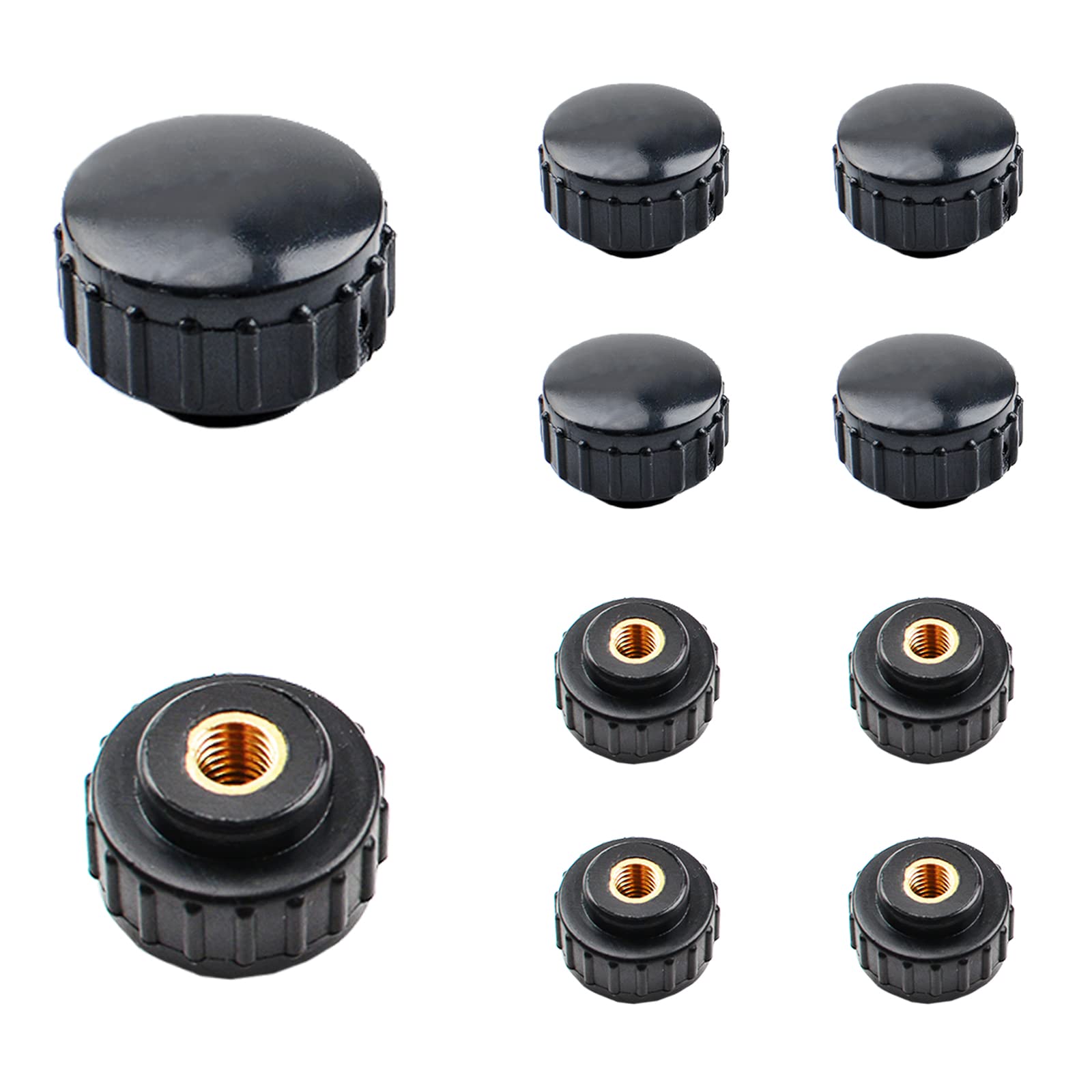 MOROBOR M6 Knurled Thread Clamping Knob, 10pcs Black Plastic Through Hole Set Brass Female Threaded Nut,Screw-On Handle Clamping Knob for Mechanical Equipment — image 1