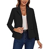 MINTLIMIT Casual Blazers for Women Notch Lapel Long Sleeve Lightweight Jackets Work Office Two Button Blazer with Pockets,Black,L