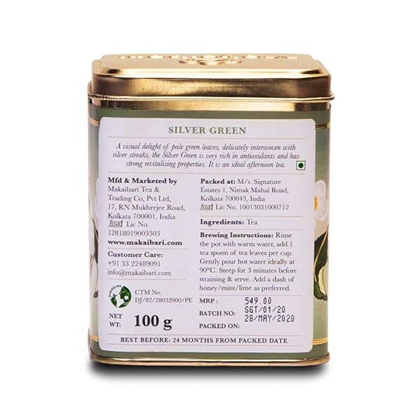 MAKAIBARI TEA TREASURES- DARJEELING SILVER GREEN TIN CADDY PACK OF 100 GRAM
