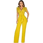 Owzwz Elegant Lace Top Knit Jumpsuit for Women Dressy, Wedding Guest, Formal Dinner, Cocktail