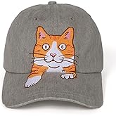 InnoBeta Orange Cat Gifts for Women Men, Orange Cat Cap Embroidered Adjustable Hat Gifts Accessory for Birthday & Christmas