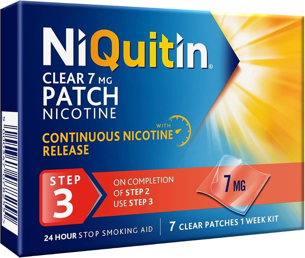NiQuitin 7mg Clear Patch Step 3 24hr Craving Control 7 Patches