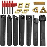 21PCS Lathe Turning Tool 7 Set 12mm Shank Indexable Carbide Turning Inserts Lathe Threading Tool Holder Boring Bar Industrial