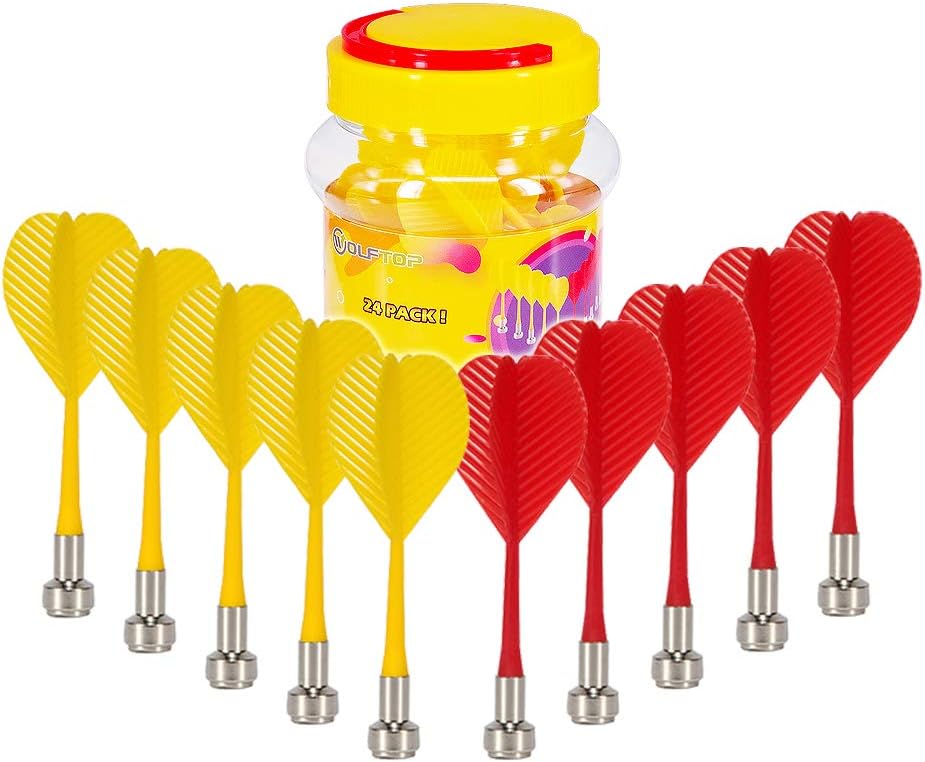 Wolftop Magnetic Darts 24 Pack - Kids Darts Set for Magnetic Dartboards - Replacement Dart Game Safety Plastic Darts