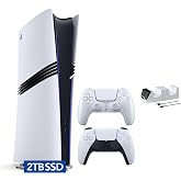 Sony PlayStation 5 Pro 2TB SSD Digital Console with Two Controllers, White and Chroma Pearl DualSense and Dual Controller Charger - Flagship PS5 Pro Console