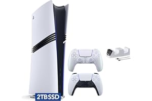 Sony PlayStation 5 Pro 2TB SSD Digital Console with Two Controllers, White and Chroma Pearl DualSense and Dual Controller Charger - Flagship PS5 Pro Console