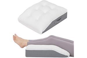 baibu Memory Foam Leg Elevation Pillow, Dual-Layer Patent Design Support Pillow to Raise Feet for Better Elevation, Circulation, Leg Swelling, or Sciatica - Wedge Design for Comfort and Recovery, 1PC