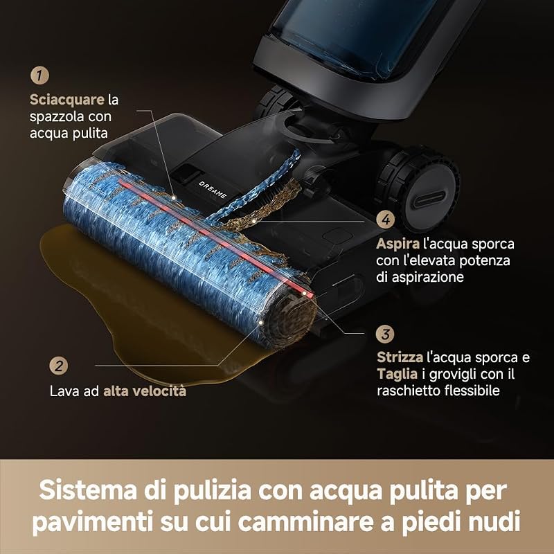 H14 Dual 5-in-1 Aspirapolvere Lavapavimenti, Dosaggio Int. Deterg.