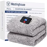 Westinghouse Electric Blanket Full Size, Soft Plush Sherpa Heated Blanket with 10 Heating Levels & 1-12 Hours Auto-Off, Machine Washable, 80x84 inches, Charcoal
