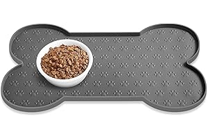 PWTAA Dog Food Mat Anti-Slip Silicone Dog Bowl Mat Thicker Pet Placemat Waterproof Cat Feeder Pad with Raised Edge Puppy Kitten Feeding Mats Suitable Small Medium-Sized Dogs Cats Eating Tray