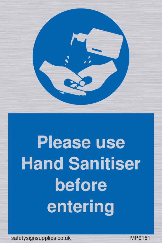 Viking Signs MP6151-A8P-S sign board - Please use Hand Sanitiser before entering, 1.0 mm*75.0 mm*50.0 mm