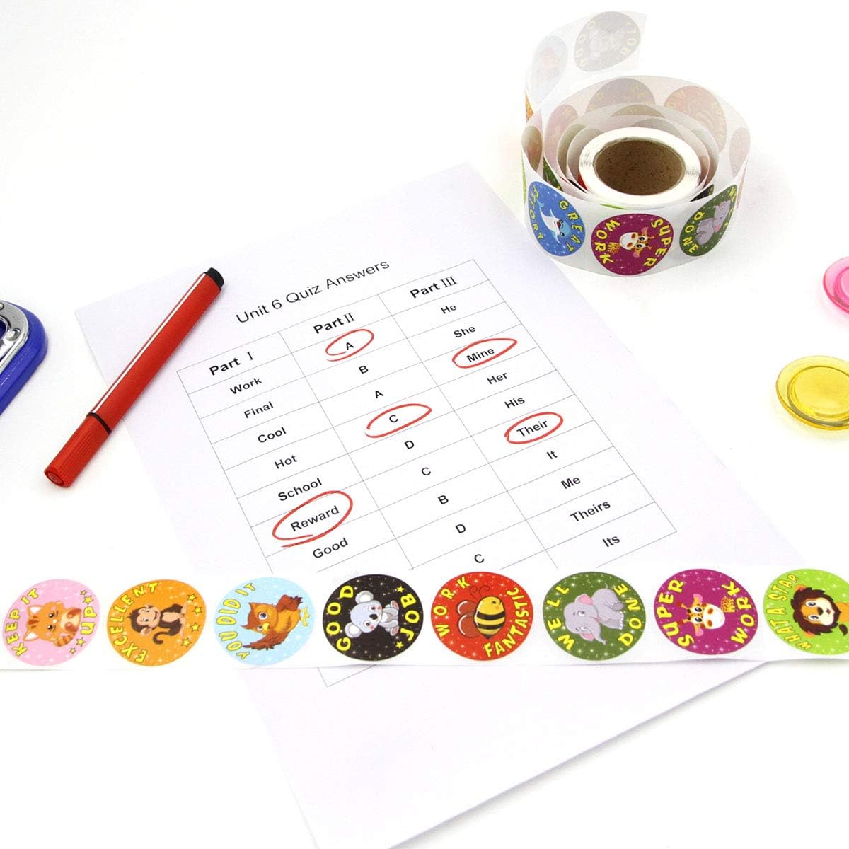 Animal Reward Stickers for Kids Student Award 200Pcs Per Roll Sticker for Teacher Classroom: Arts, Crafts & Sewing