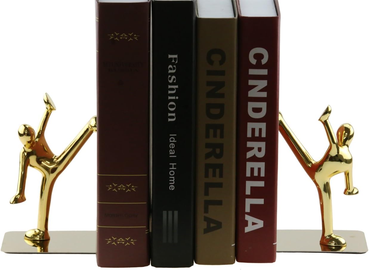 Stainless Steel Kung Fu Man Book Ends Heavy Duty Bookend Glossy
