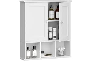 Shintenchi Bathroom Wall Cabinet with Door, Storage Organizer Over The Toilet Medicine, Space Saving with Adjustable & Open S
