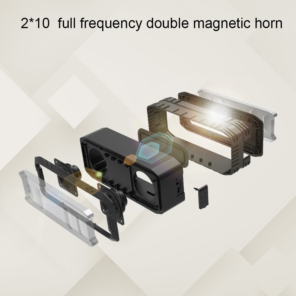 Bluetooth Speaker 20W, Zoweetek Bluetooth 4.2 Wireless Speaker with 24-Hour Playtime, TWS, Dual-Driver, Low Harmonic Distortion, Deep Bass, TF Card Slot for Outdoor Indoor (1 Pack)