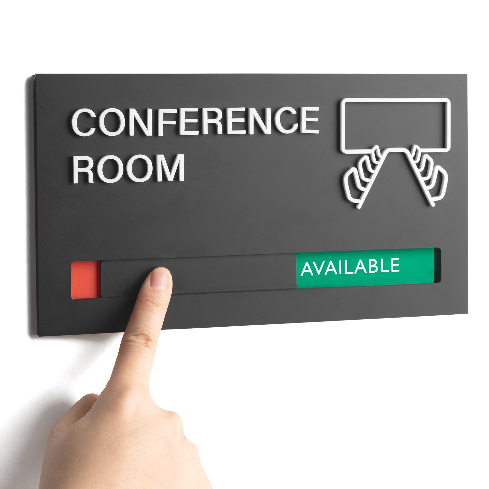 Photo 1 of Office Door Signs for Conference Room, Meeting In Progress Door Sign, In Use Available Slider Indicator Tells Whether Room Vacant Or Occupied
