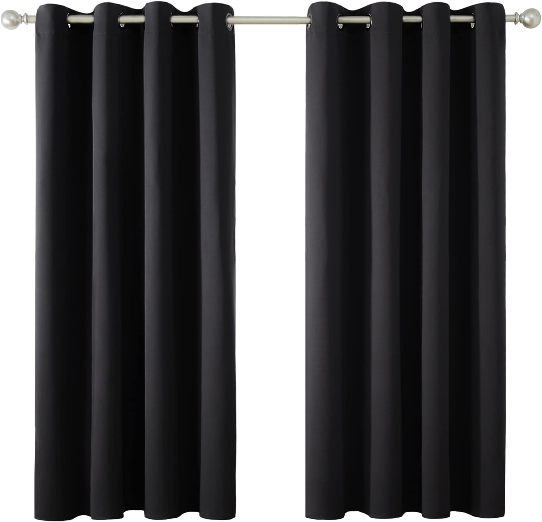 Amazon Brand - Umi Blackout Curtains Super Soft Thermal Insulated Decorative Window Curtains Eyelet 46 x 72 Inch Black 2 Panels