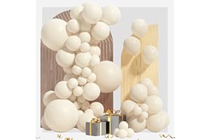 IDOMANA White Sand Balloon Garland Arch Kit 100 Pack 18/12/10/5 Inch Cream White Balloons Different Sizes Matte White Latex Party Balloon for Baby Shower Wedding Happy Birthday Party Decoration