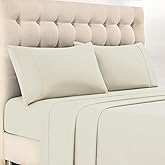 Camtalux King Sheet Set - 4 Piece Soft,Breathable Microfiber Bed Sheets,Deep Pocket, Hotel Luxury Cooling & Wrinkle-Free,Oeko-Tex Certified,Machine Washable - Cream