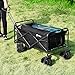 Sekey Folding Wagon Cart Collapsible Outdoor Utility Wagon Heavy Duty Beach Wagon with All-Terrain Wheels, 265 Pound Capacity, Black