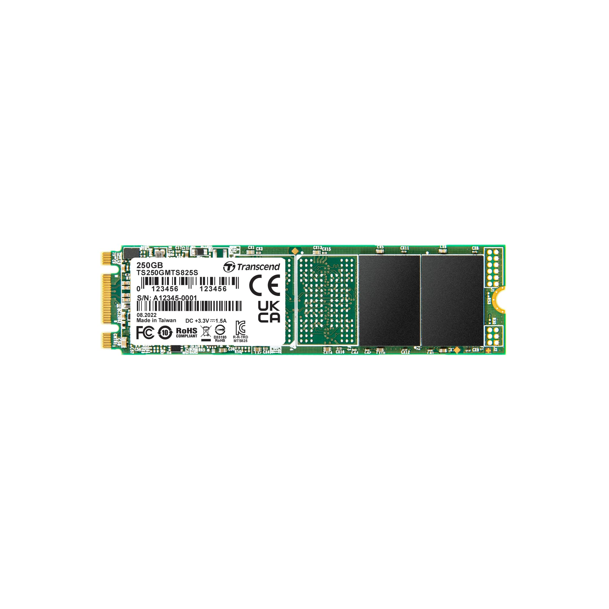 Transcend MTS825S 250GB SATA III 6Gb/s SSD, Read/Write up to 500/330 MB/s with 3D Nand Flash TS250GMTS825S — image 1