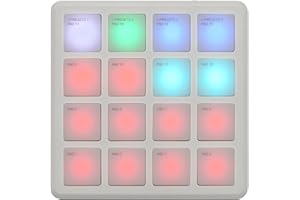 M-VAVE MIDI Controller Drum Pad Wireless Bluetooth MIDI Keyboard 16 Strike Pad Velocity Sensitive, Note Repeat, Full Level Buttons RGB Backlight Portable with Wired USB-C Built-in Battery