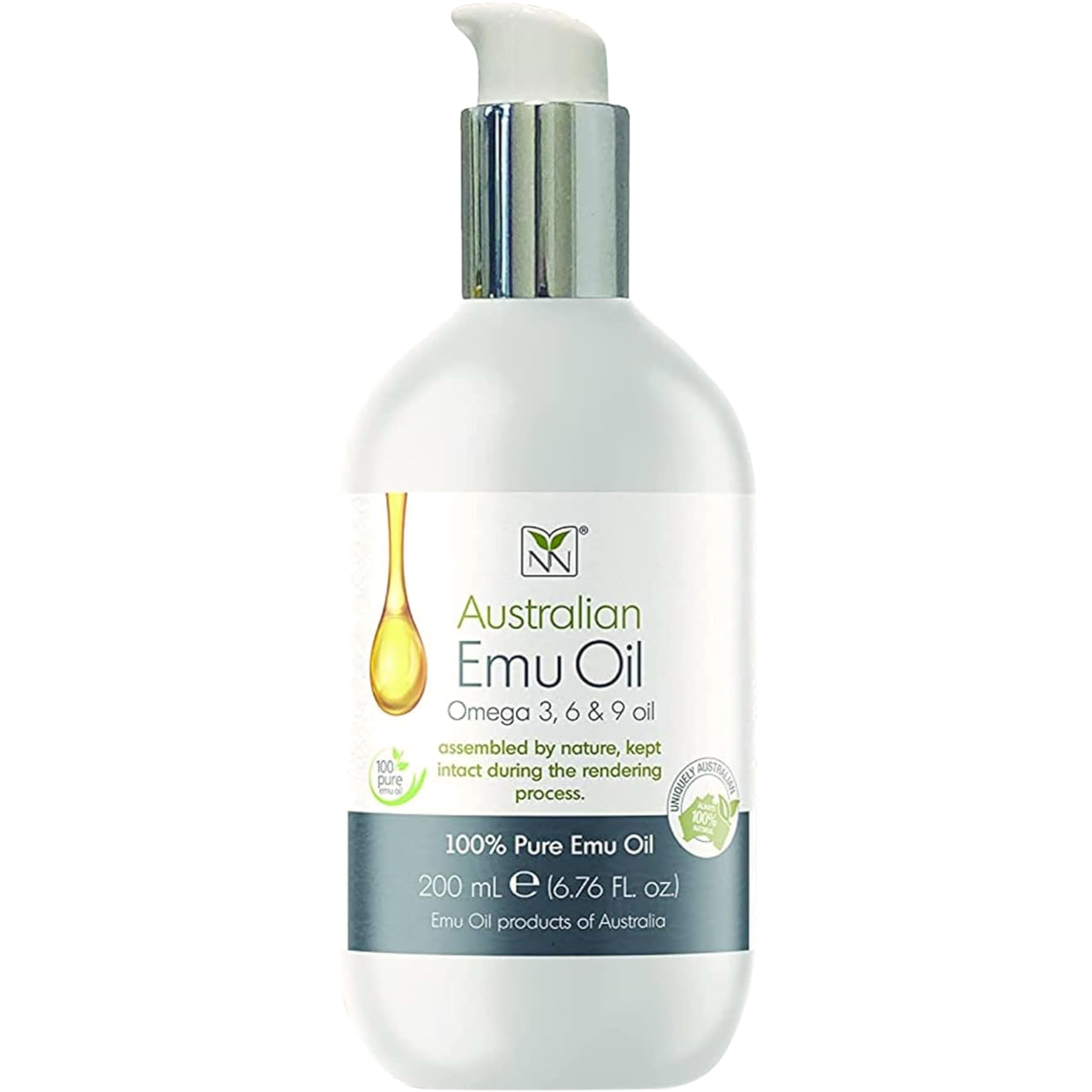 Y-Not Natural Ultra Pure Australian Emu Oil - Luxury, Hospital Grade Emu Oil 200 ml | Free Range Aboriginal Omega 3,6& 9 Oil Infused w/Lemongrass-The Ultimate Moisturizer for Skin,Hair,Nails,and Scalp