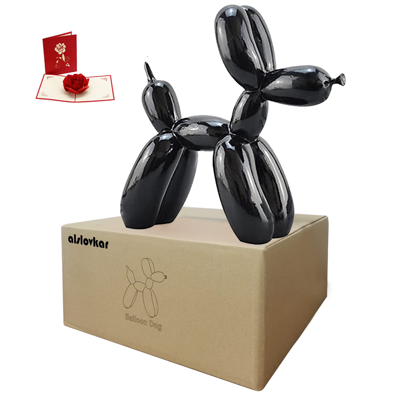 Jeff Koons Dog Balloon Resin Sculpture, Modern Design Decorative Statues Balloon Dog to Decorate Living Room and Office, Black