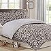 NTBAY 3 Pieces Duvet Cover Set Printed Microfiber Reversible Design(Queen, Grayish Brown)