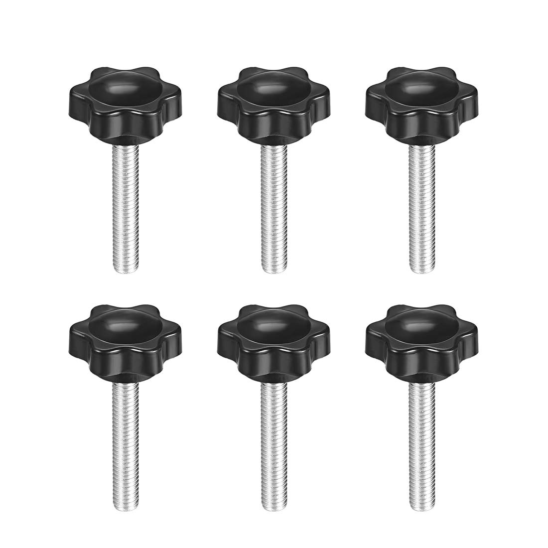 uxcell Clamping Screw Knob, Plum Hex Shaped Grips Star Knob M6 x 40mm Male Thread, 6 Pcs