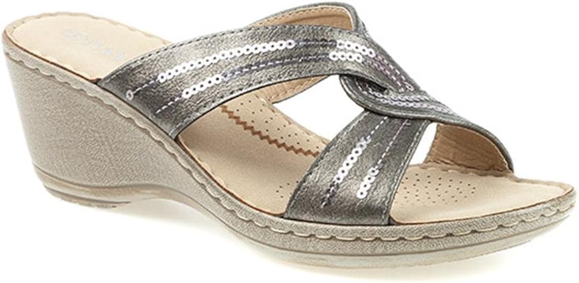Amazon.com | Pavers Swirled Upper Mules with Sequins 301 294 - Pewter Size 11 | Sandals