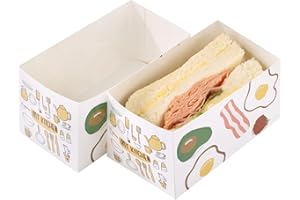 Cyblinia 100 Pieces Paper Take Out Containers Sandwich Take Out Boxes,Mini Burger Boxes,Toast Holding Bread Tray for Take Out Food Containers,Restaurant, Picnic and Party