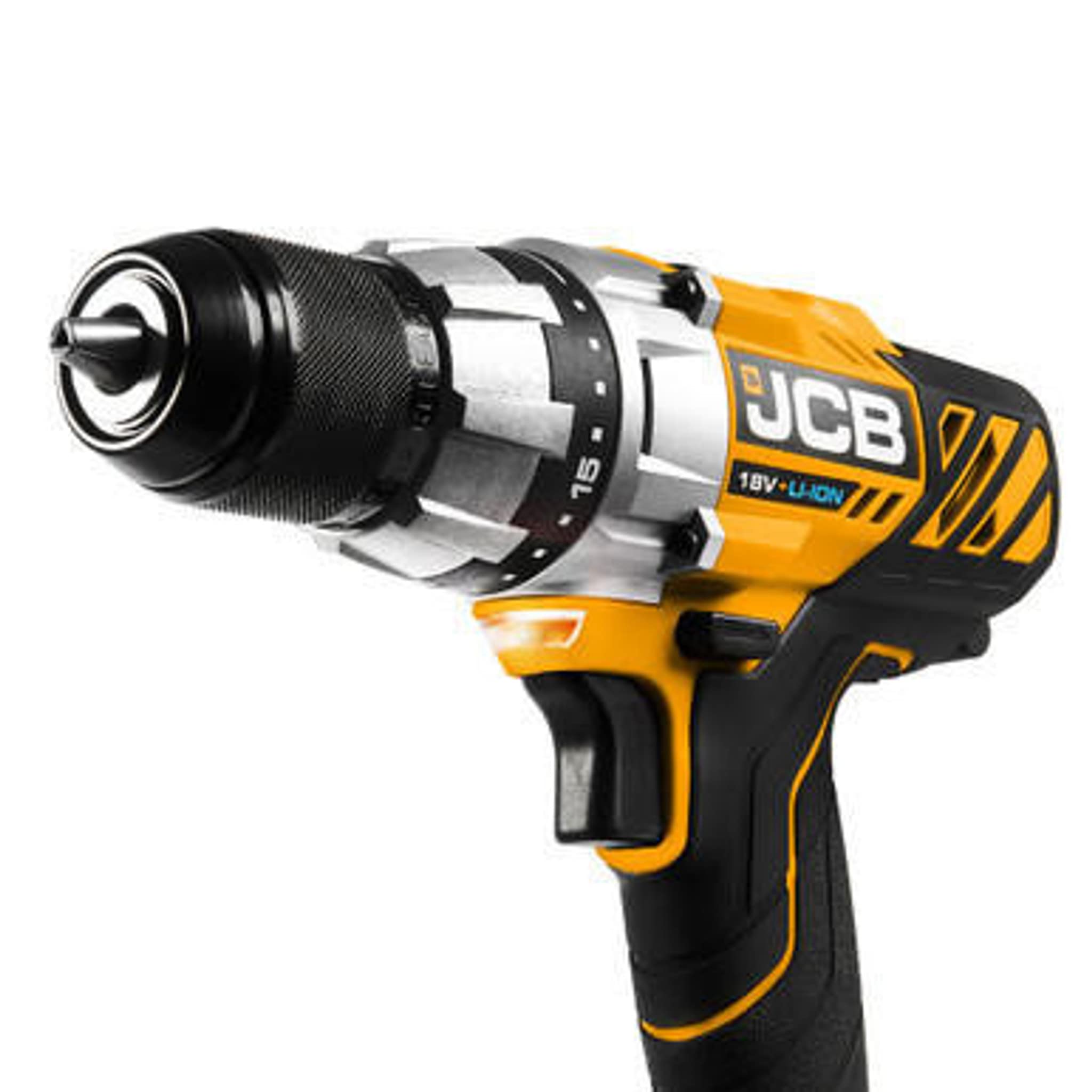 JCB 18v Drill Driver with 4.0ah Lithium-ion Battery and 2.4a Fast Charger, Variable Spped, Led Light, 16+1 Position Torque, Belt Clip, 3 Year Warranty