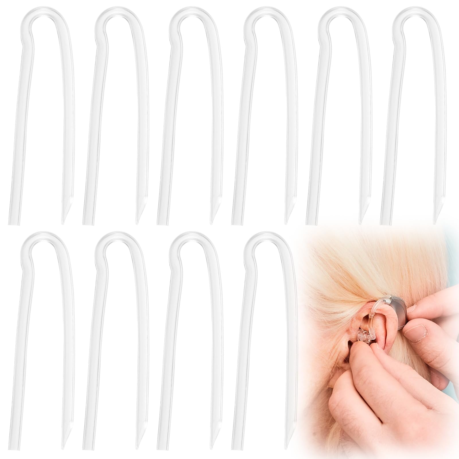 10pcs Hearing Aid Tubes, Lightweight Hearing Aid Tube NHS, Suitable for Most Hearing Aids Tubes Clear Sound Transmission, Flexible Hearing Aid Tubing Replacement, Hearing Aid Accessories for Seniors