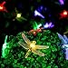 CYLAPEX LED Solar String Lights Outdoor, Multicolor Dragonfly 20 LEDs 16feet Waterproof with 8 Modes, Christmas Lighting for Outdoor, Home, Garden, Patio, Lawn, Holiday Party Decorations