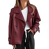 Yousify Womens Textured Faux Leather Jackets Oversized Button Down Motorcycle Clothes Casual Fall Trendy Coat Outerwear