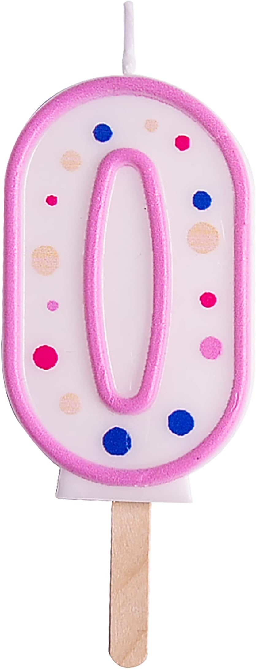 PME Pink Number 0 Candle 63 mm Multicolor Pots Cake Topper 1 x 6.3 cm