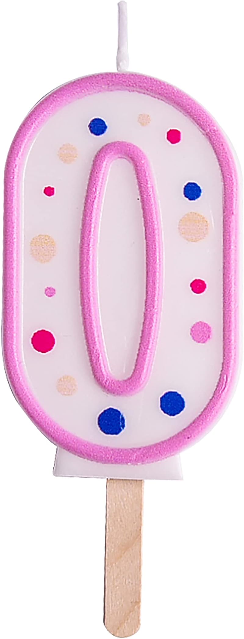 PME Pink Number 0 Candle 63 mm Multicolor Pots Cake Topper 1 x 6.3 cm