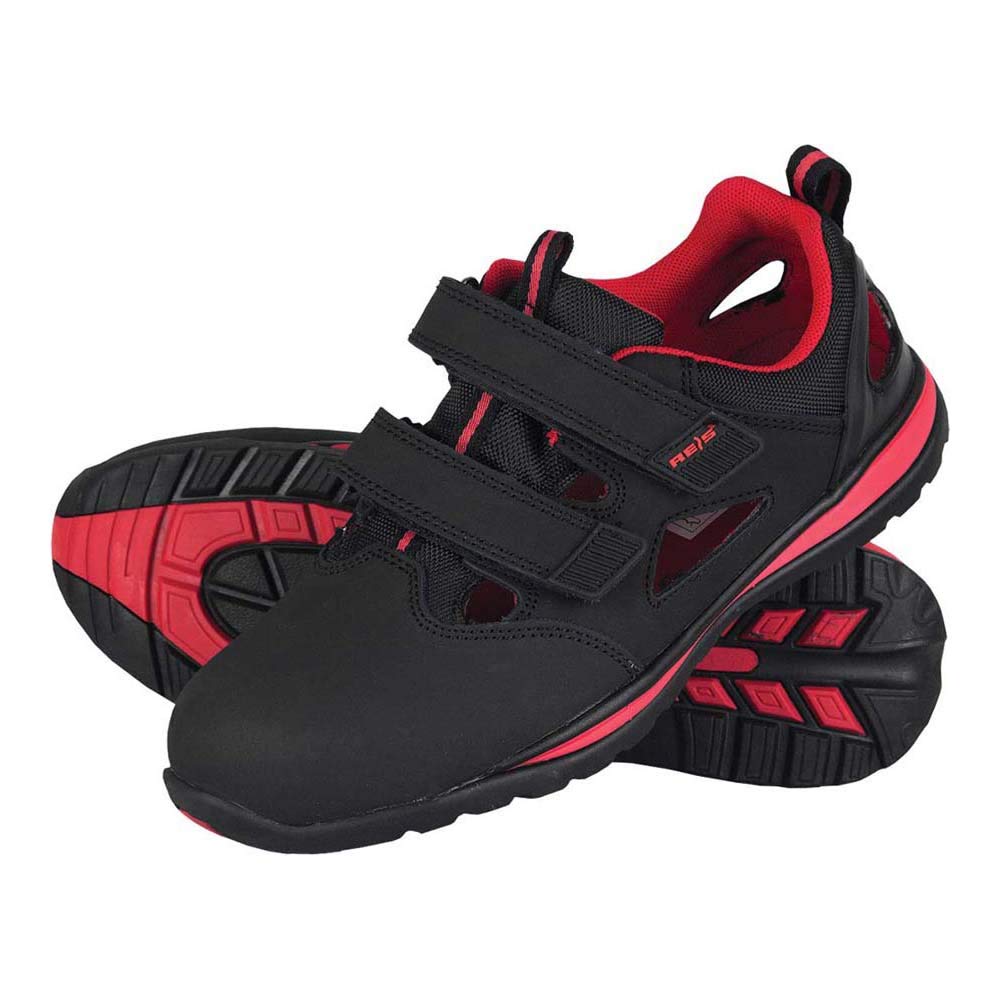 Reis Brvan-S41 Safety Shoes, Black-Grey-Red, 41 Size