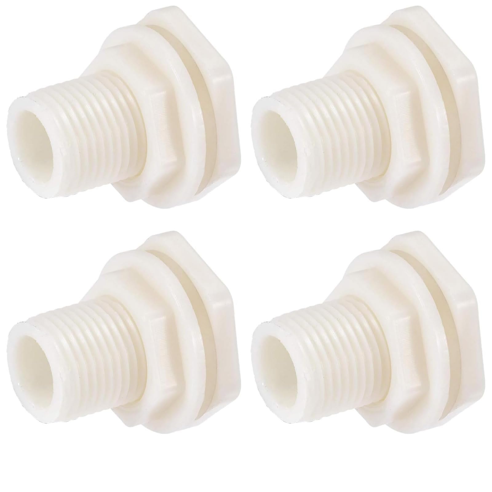 Recogwood 4Pcs Bulkhead Fitting, G1/2 Male Tube Adaptor Pipe Fitting with Silicone Gasket for Water Tanks
