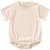 Jimonda Baby Bubble Romper Short Sleeve Bodysuit T-Shirt | 100% Cotton,Solid Color,Baby Summer Clothes,Button T-Shirt Outfits,Funny,Sliky Soft,Ultra Breathable, Gentle on skin,0-24 M
